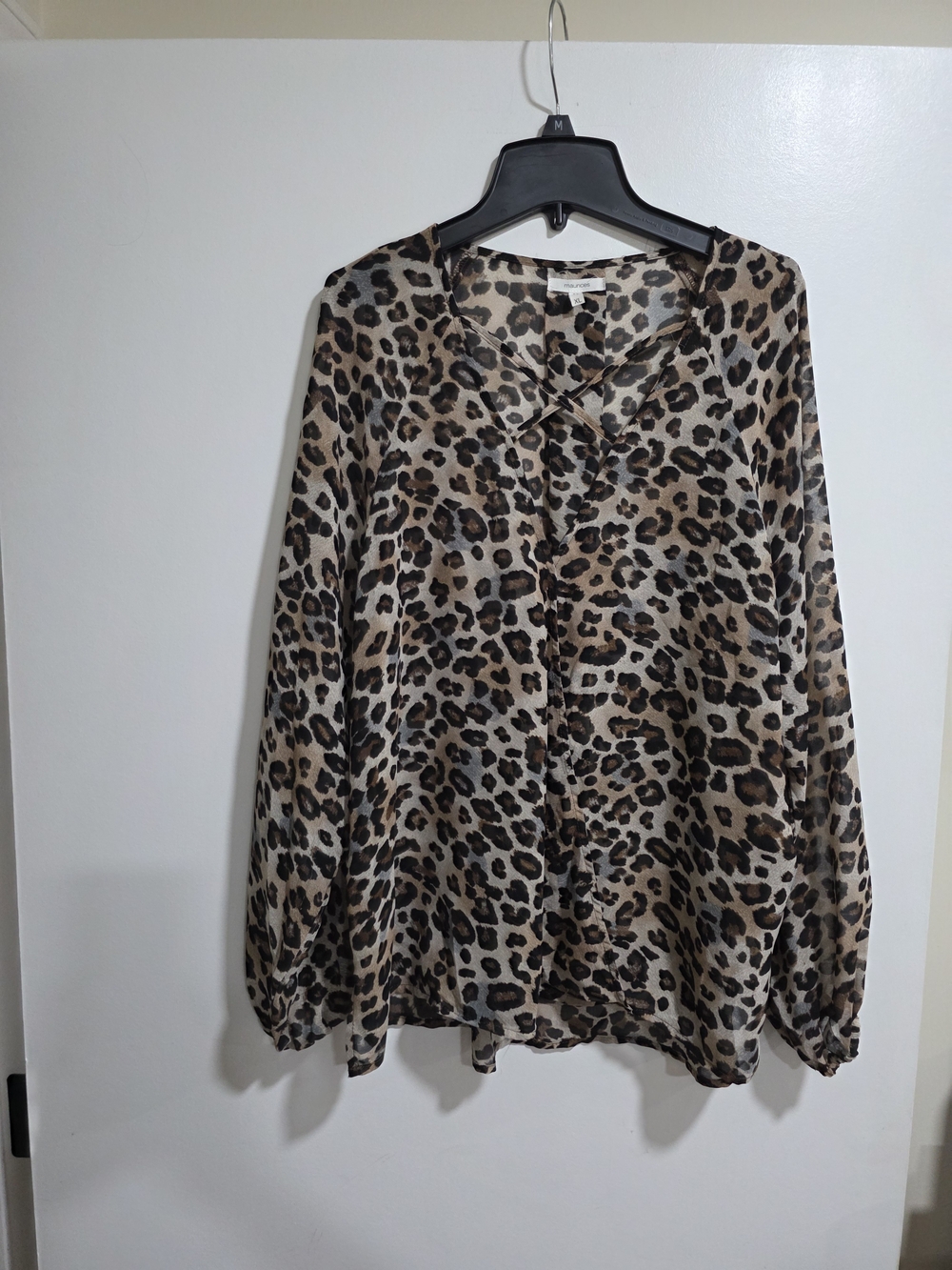 Maurices Leopard Print Criss Cross V Neck Blouse XL